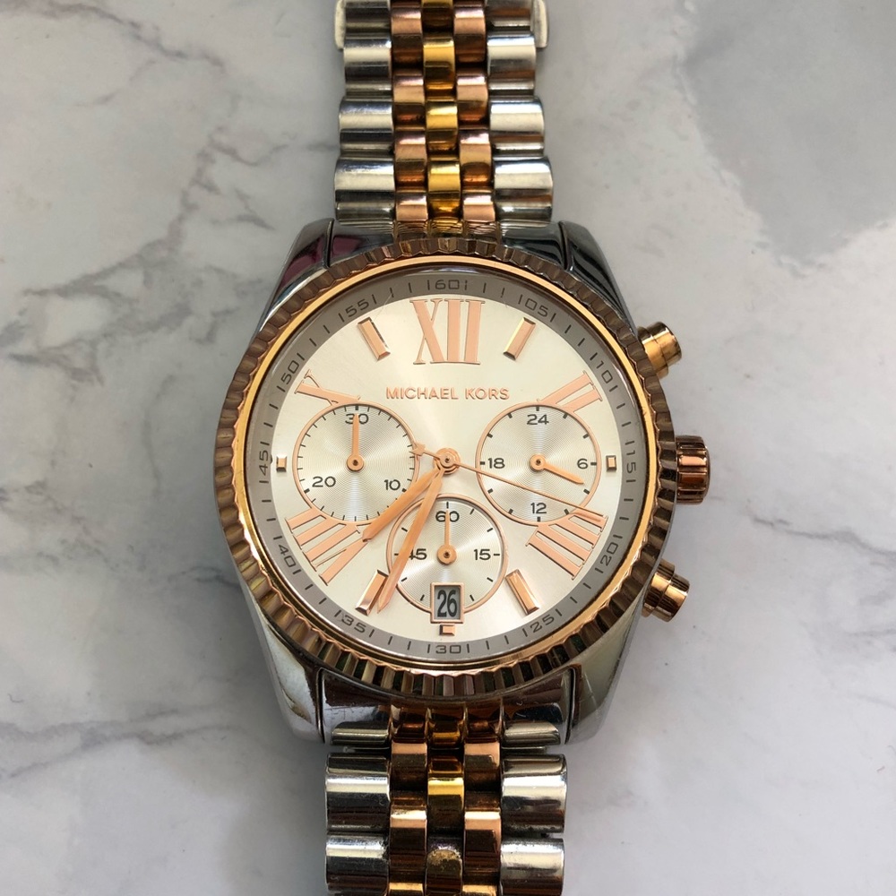 Michael Kors Tri Tone Chronograph Watch